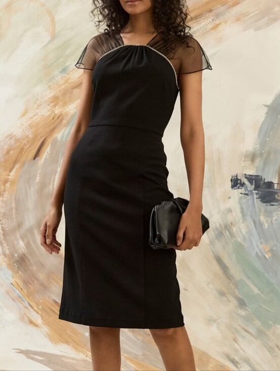 Maggy London Dresses & Skirts - NWT MAGGY LONDON | $178 Therese Sheer Rhinestone Neck Cocktail Dress